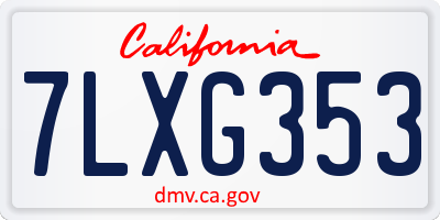 CA license plate 7LXG353