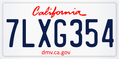 CA license plate 7LXG354