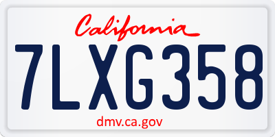 CA license plate 7LXG358