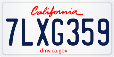 CA license plate 7LXG359