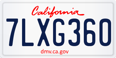 CA license plate 7LXG360