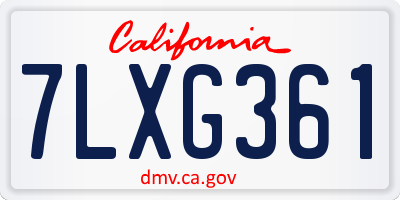 CA license plate 7LXG361