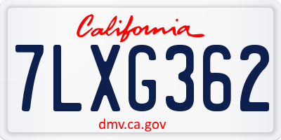 CA license plate 7LXG362