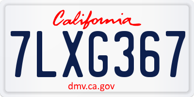 CA license plate 7LXG367
