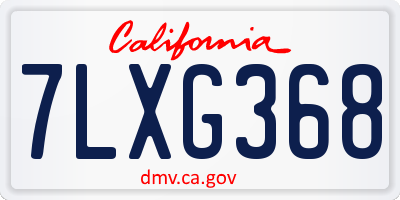 CA license plate 7LXG368