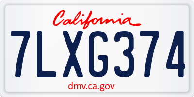 CA license plate 7LXG374