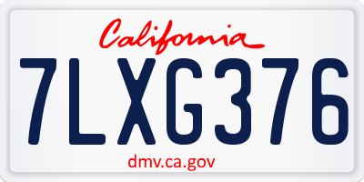 CA license plate 7LXG376