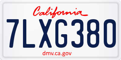 CA license plate 7LXG380