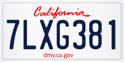 CA license plate 7LXG381