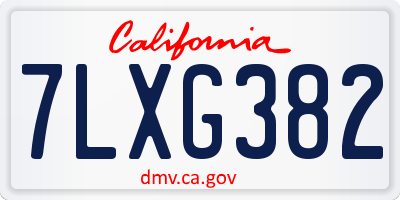 CA license plate 7LXG382
