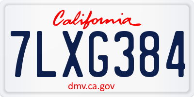 CA license plate 7LXG384