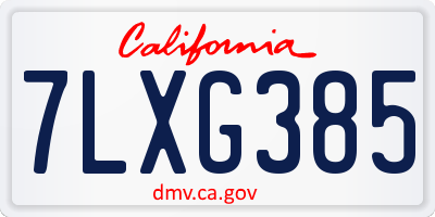 CA license plate 7LXG385