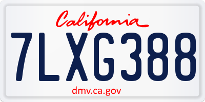 CA license plate 7LXG388