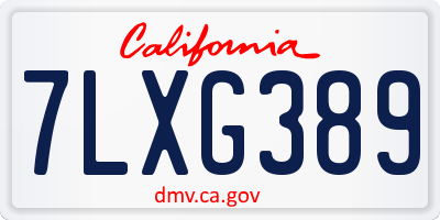 CA license plate 7LXG389