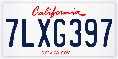 CA license plate 7LXG397