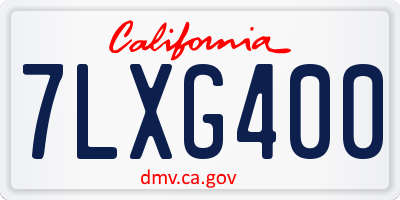 CA license plate 7LXG400
