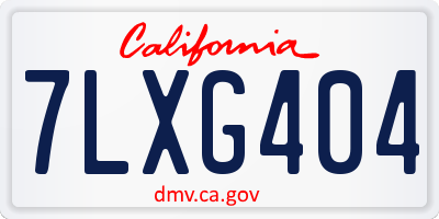 CA license plate 7LXG404