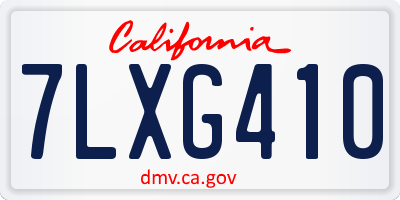 CA license plate 7LXG410