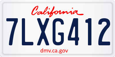 CA license plate 7LXG412