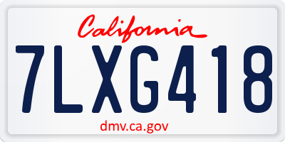 CA license plate 7LXG418