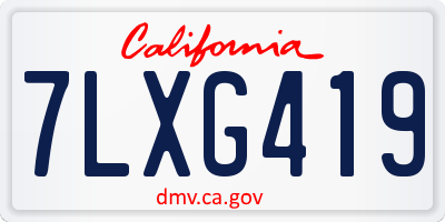 CA license plate 7LXG419