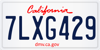 CA license plate 7LXG429