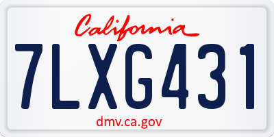 CA license plate 7LXG431