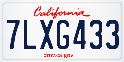 CA license plate 7LXG433