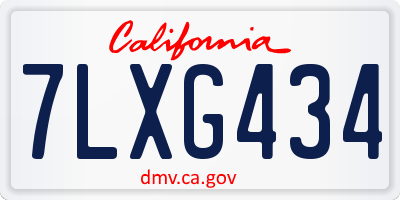 CA license plate 7LXG434