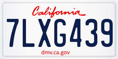 CA license plate 7LXG439