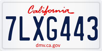 CA license plate 7LXG443