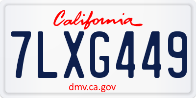 CA license plate 7LXG449