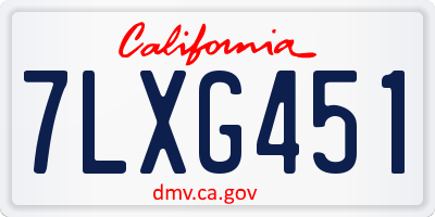 CA license plate 7LXG451