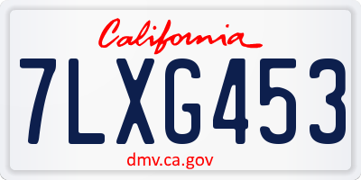 CA license plate 7LXG453