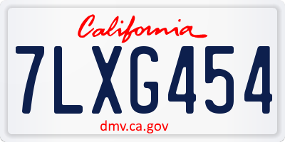 CA license plate 7LXG454