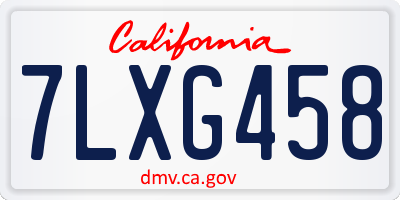 CA license plate 7LXG458