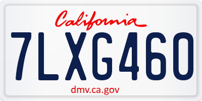 CA license plate 7LXG460