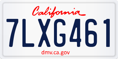 CA license plate 7LXG461