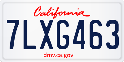 CA license plate 7LXG463