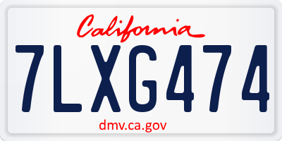 CA license plate 7LXG474