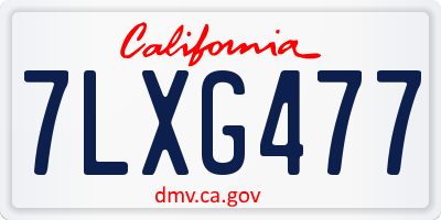 CA license plate 7LXG477