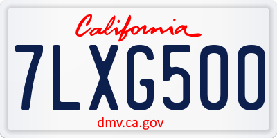 CA license plate 7LXG500