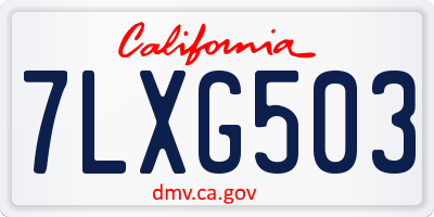 CA license plate 7LXG503