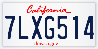 CA license plate 7LXG514