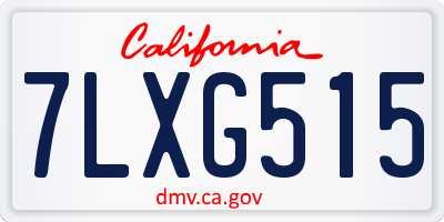 CA license plate 7LXG515