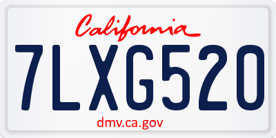 CA license plate 7LXG520