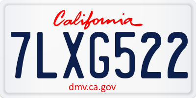 CA license plate 7LXG522