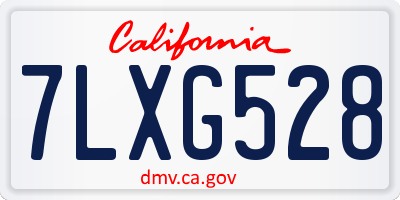 CA license plate 7LXG528