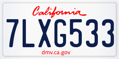 CA license plate 7LXG533