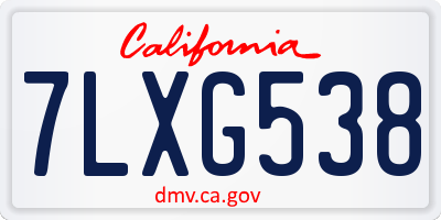 CA license plate 7LXG538